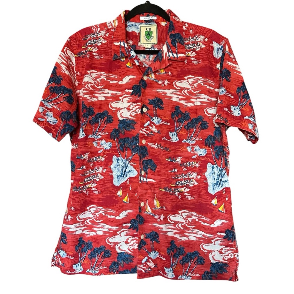 Club Room | Men’s Hawaiian/Aloha Short Sleeve Button Down Shirt | Size Large EUC